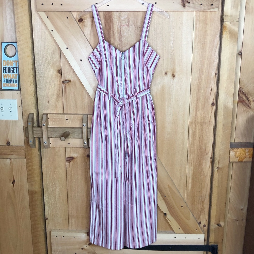 romeo & juliet couture | stripe tie waist jumpsuit - Picture 3 of 6